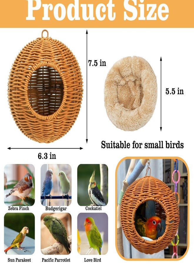 ZENFUN Steel Frame Bird Nest for Cage, Washable Small Bird Bed Chewproof with Plush Pad, Hammock Hideout Lay Eggs Parakeet Nest Sleep, Parakeet Warm Bed House Hut for Lovebird, Canary, Budgie, Finch - Image 2
